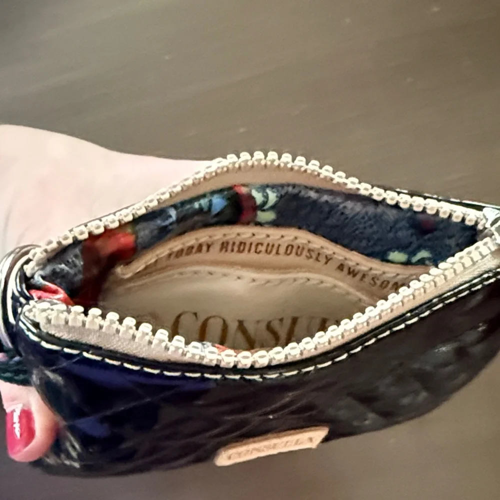 Consuela Jax Black Quilted Patent Mini Zip Pouch Key Chain- NWT - Picture 3 of 3
